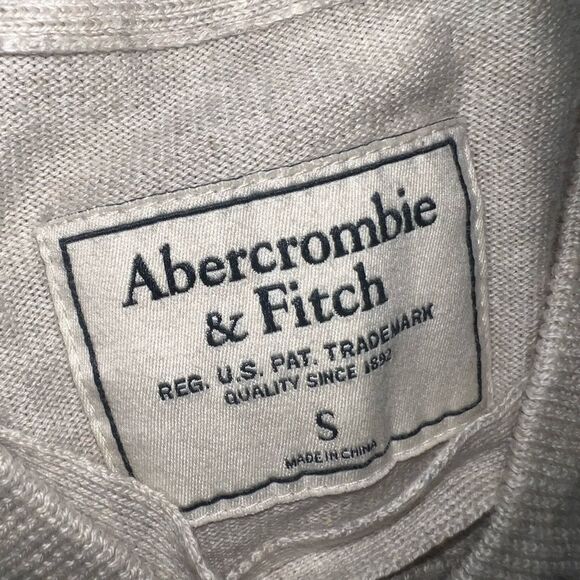 Abercrombie & Fitch Oatmeal Lace up sweater size Small EUC preppy fall minimal - Picture 4 of 5
